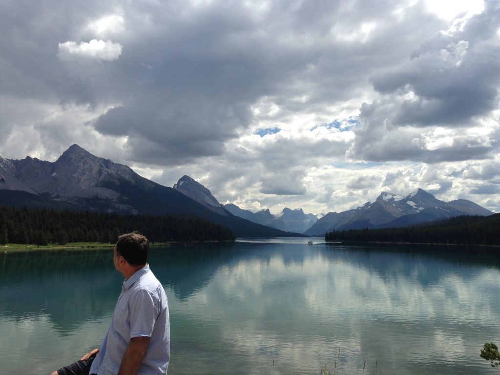 Pondering the meaning of life at Maligne Lake in Alberta, Canada. Is the Truth out there?